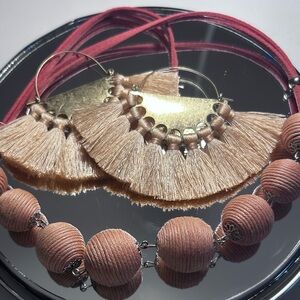 Gold and Pink Earrings with Elegant Design